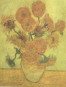 Vincent Van Gogh Still life Vase with Fourteen Sunflowers (nn04) oil